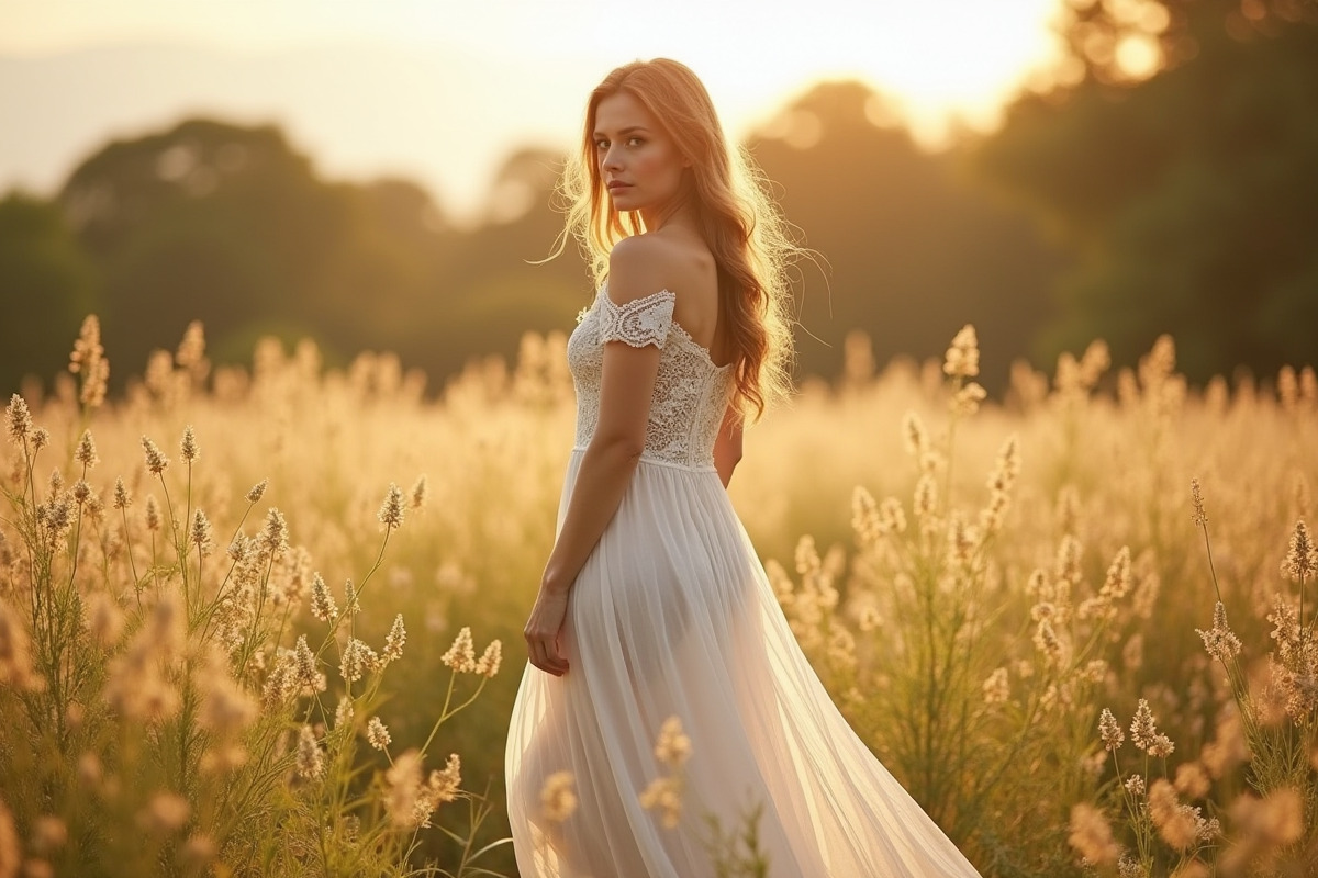 robe longue en dentelle blanche bohème