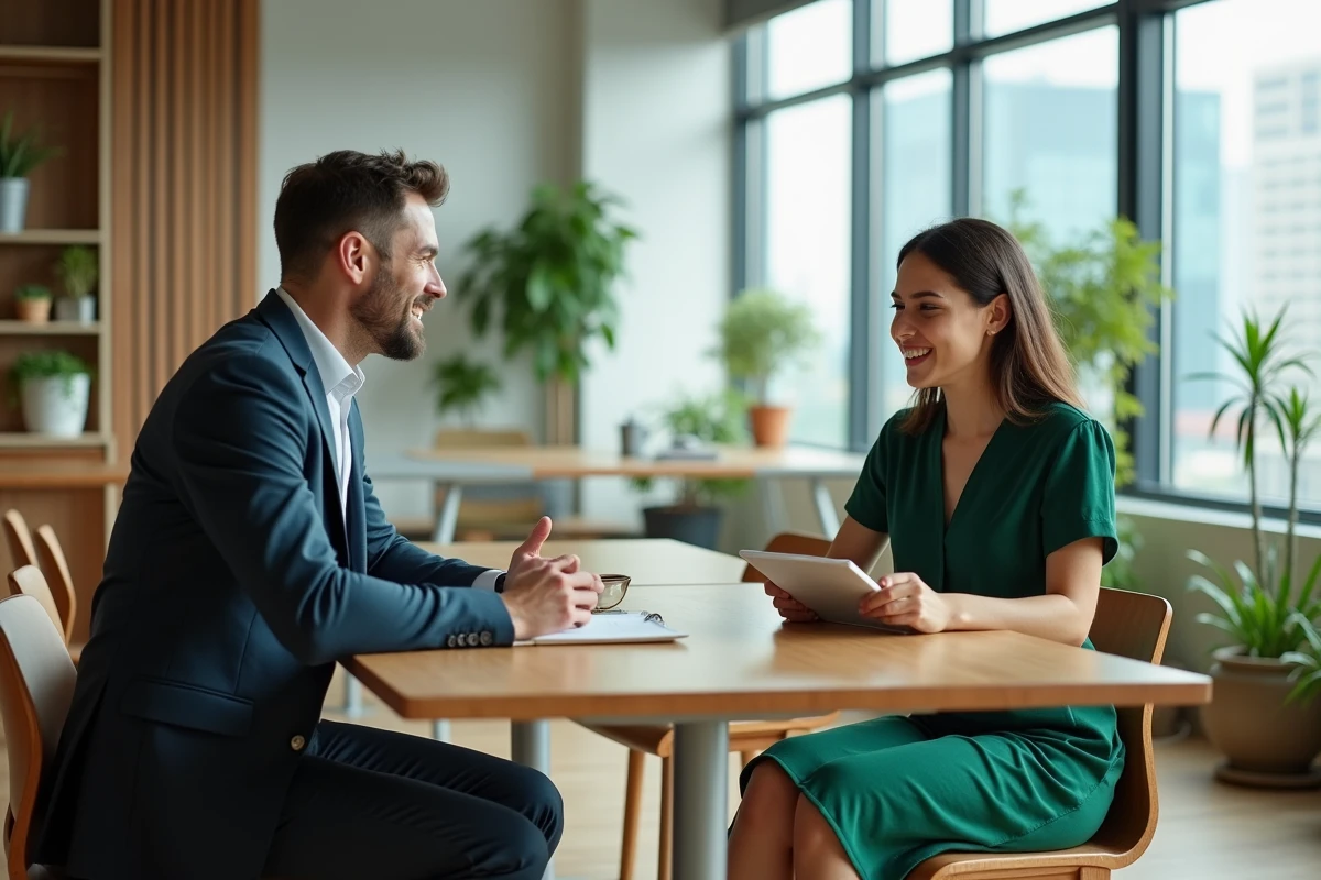 Homme et femme discutant lors d