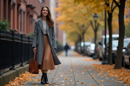 Femme élégante en automne dans la ville