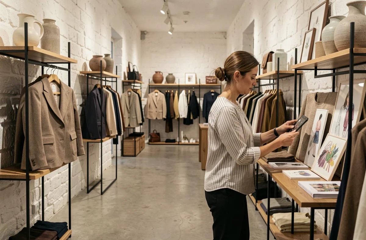 Intérieur élégant du concept store Le BonEndroi à Bordeaux avec créations de designers indépendants